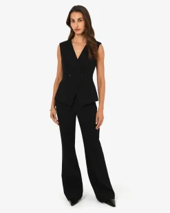 Forcast Nikki Collarless Vest Black New