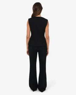 Forcast Nikki Collarless Vest Black New