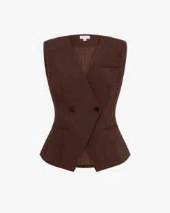 Forcast Nikki Collarless Vest Brown Sale