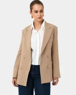 Forcast Nikki Double Breasted Blazer Warm Taupe Sale