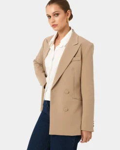 Forcast Nikki Double Breasted Blazer Warm Taupe Sale