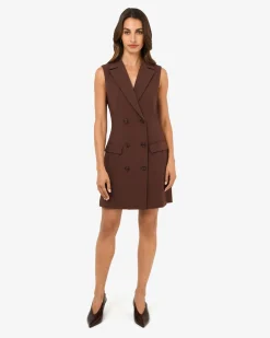 Forcast Nikki Double Breasted Dress Brown Clearance