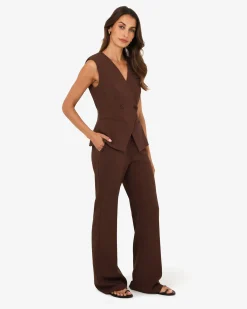 Forcast Nikki Flared Leg Pants Brown