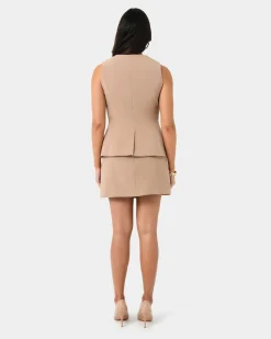 Forcast Nikki Longline Vest Warm Taupe New