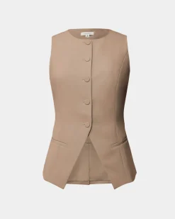 Forcast Nikki Longline Vest Warm Taupe New