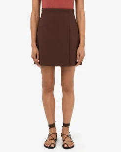 Forcast Nikki Mini Wrap Skirt Brown Discount