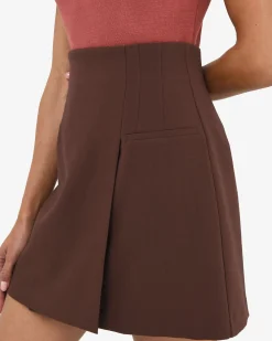 Forcast Nikki Mini Wrap Skirt Brown Discount