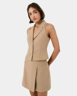 Forcast Nikki Mini Wrap Skirt Warm Taupe Best