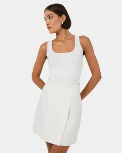 Forcast Nikki Mini Wrap Skirt Ivory