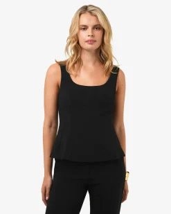 Forcast Nikki Peplum Top Black Discount