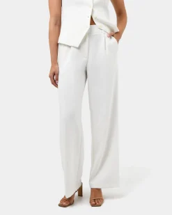 Forcast Nikki Tailored Elastic Pants Ivory New