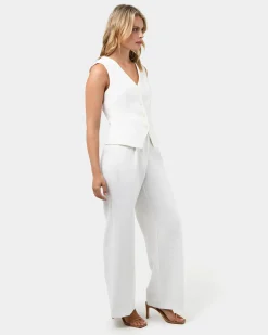 Forcast Nikki Tailored Elastic Pants Ivory New
