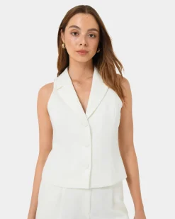 Forcast Nikki Tailored Vest Ivory New