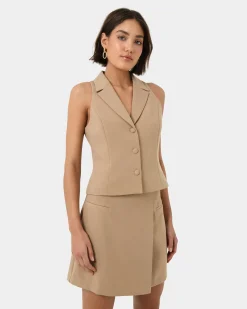 Forcast Nikki Tailored Vest Warm Taupe Sale