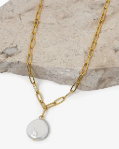 Forcast Noa Pearl Chain Necklace Gold Hot
