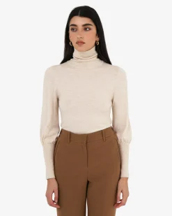 Forcast Nolan High Neck Knit Oat Marle Discount