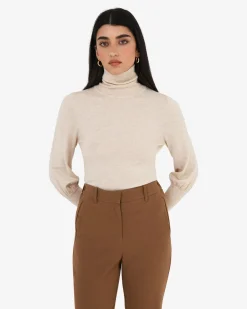 Forcast Nolan High Neck Knit Oat Marle Discount