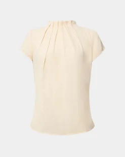 Forcast Olivia Pleated High Neck Top Eggshell Sale