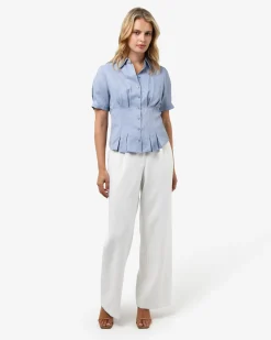 Forcast Paige Short Sleeve Blouse Dusk Blue Hot