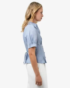 Forcast Paige Short Sleeve Blouse Dusk Blue Hot