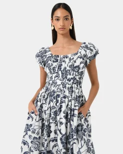 Forcast Pearl Floral Cotton Dress Floral Print Outlet