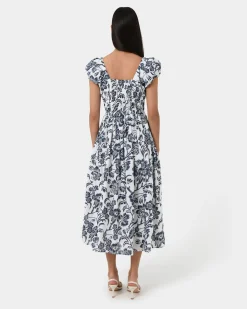 Forcast Pearl Floral Cotton Dress Floral Print Outlet