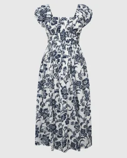 Forcast Pearl Floral Cotton Dress Floral Print Outlet