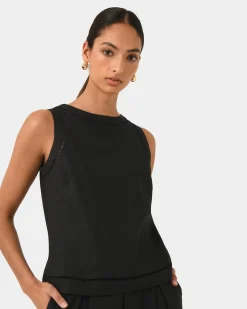 Forcast Perry Linen Embroidery Top Black Best