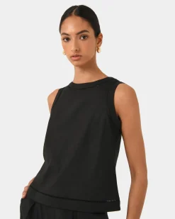 Forcast Perry Linen Embroidery Top Black Best