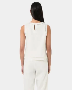 Forcast Perry Linen Embroidery Top Ivory Sale