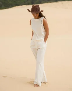 Forcast Perry Linen Tailored Pants Ivory New