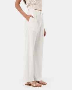 Forcast Perry Linen Tailored Pants Ivory New