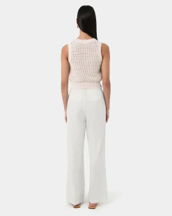 Forcast Perry Linen Tailored Pants Ivory New