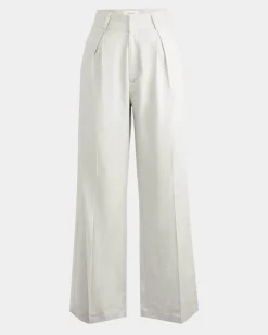 Forcast Perry Linen Tailored Pants Ivory New