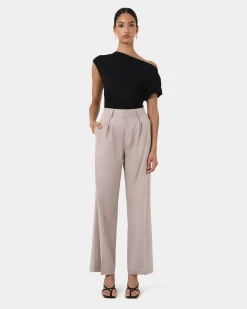 Forcast Perry Linen Tailored Pants Light Taupe Hot