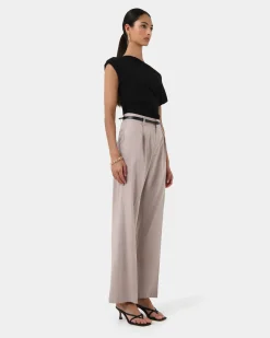 Forcast Perry Linen Tailored Pants Light Taupe Hot