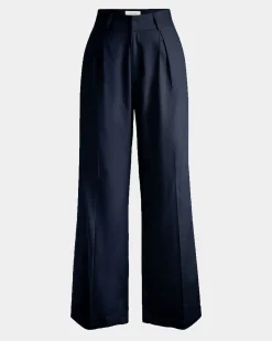Forcast Perry Linen Tailored Pants Navy Outlet