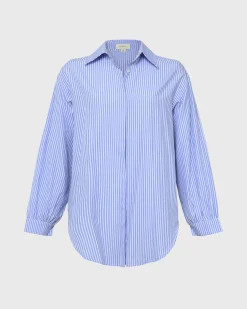 Forcast Piper Stripe Shirt Blue Ivory Best