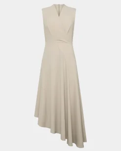 Forcast Polly Bias Midi Dress Ecru