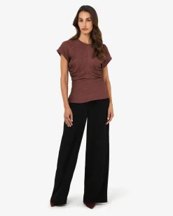 Forcast Pricilla Draped Top Clay Hot