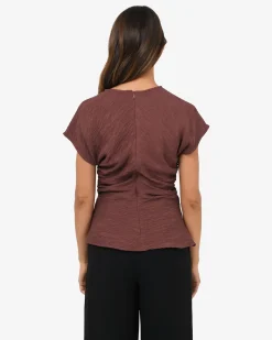 Forcast Pricilla Draped Top Clay Hot