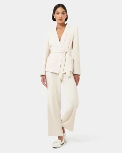 Forcast Rain Belted Blazer Ecru Best