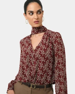 Forcast Rema Floral Tie Blouse Red Floral Online