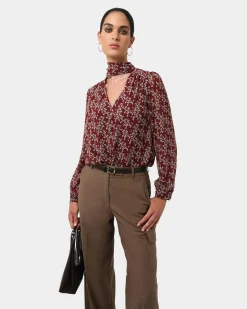 Forcast Rema Floral Tie Blouse Red Floral Online