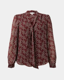Forcast Rema Floral Tie Blouse Red Floral Online