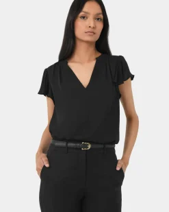 Forcast Rhiannon Leather Belt Black