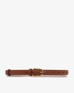 Forcast Rhiannon Leather Belt Dark Tan Gold Best