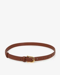 Forcast Rhiannon Leather Belt Dark Tan Gold Best