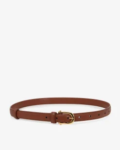 Forcast Rhiannon Leather Belt Dark Tan Gold Best