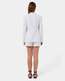 Forcast Ria Stripe Cotton Jacket Ivory Brown Online